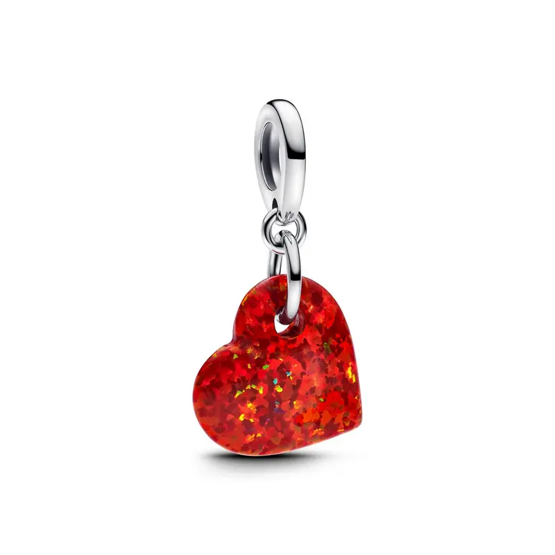 Pandora Opalescent Rood Hart Hangende Bedel zilver 793348C01
