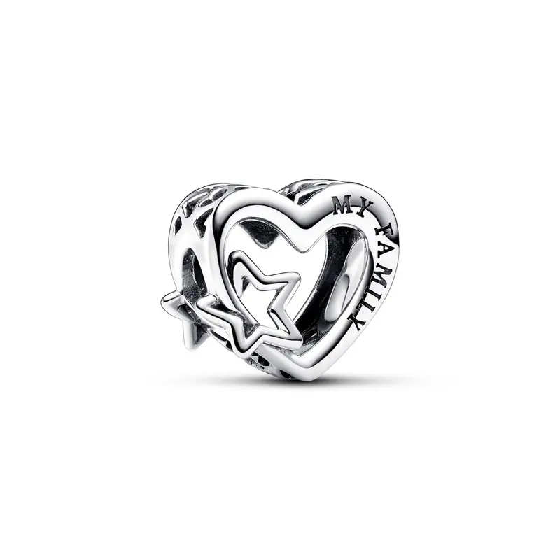 Pandora Opengewerkte Familie Hart & Ster Bedel zilver 792829C00