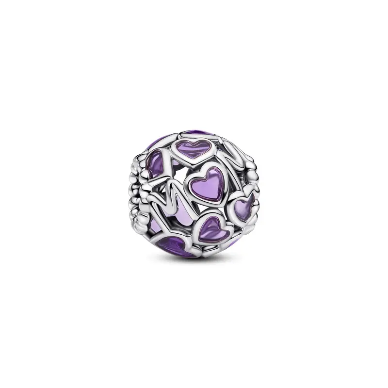 Pandora Opengewerkte Hartjesbedel met Tekst Mum zilver 793772C01