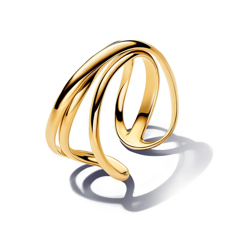 Pandora Organisch Gevormde Drievoudige Band Open Ring goudverguld 163284C00