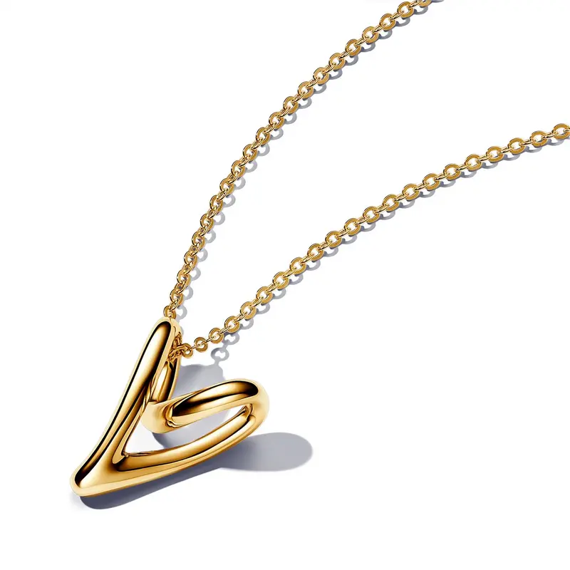 Pandora Organisch Gevormde Ketting met Hartvormige Hanger goudverguld 363272C00