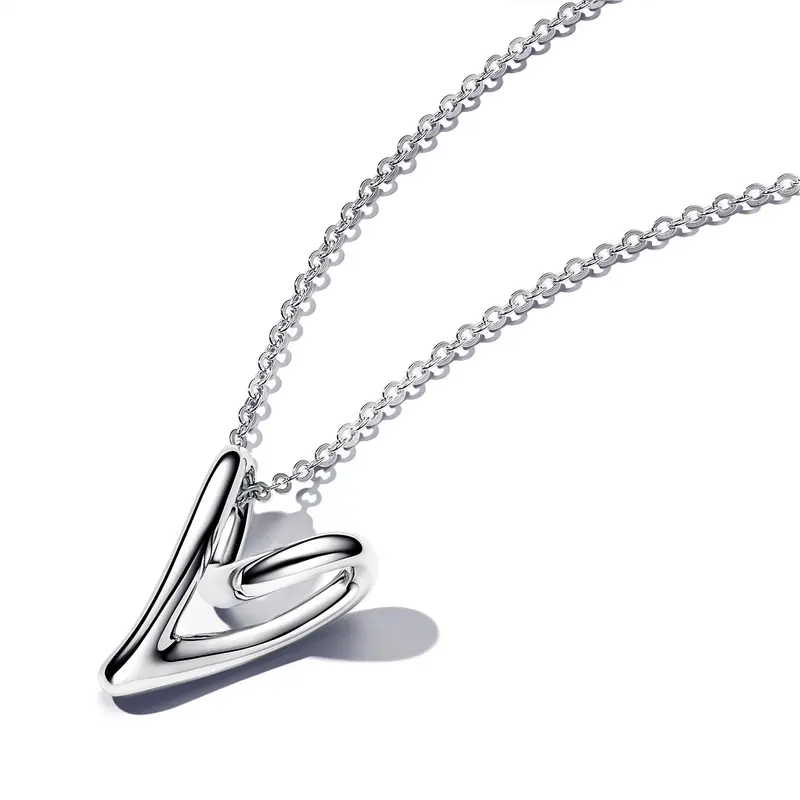Pandora Organisch Gevormde Ketting met Hartvormige Hanger zilver 393272C00