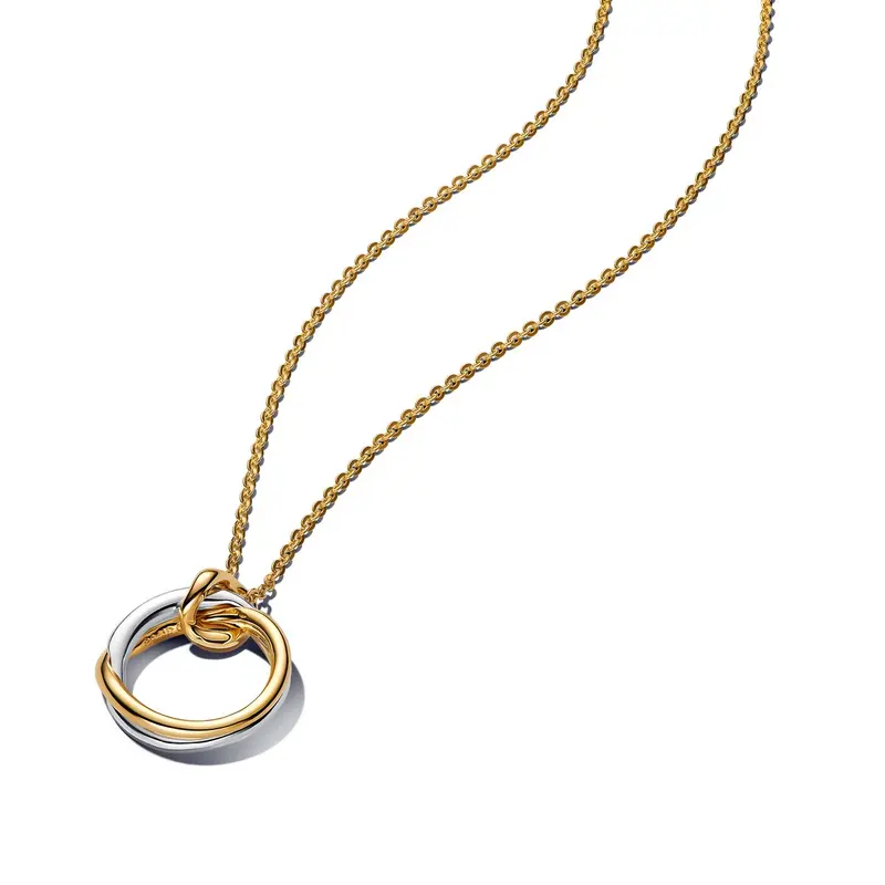 Pandora Organisch Gevormde Ketting met Tweekleurige Hanger bicolor zilver en goudverguld 363882C00