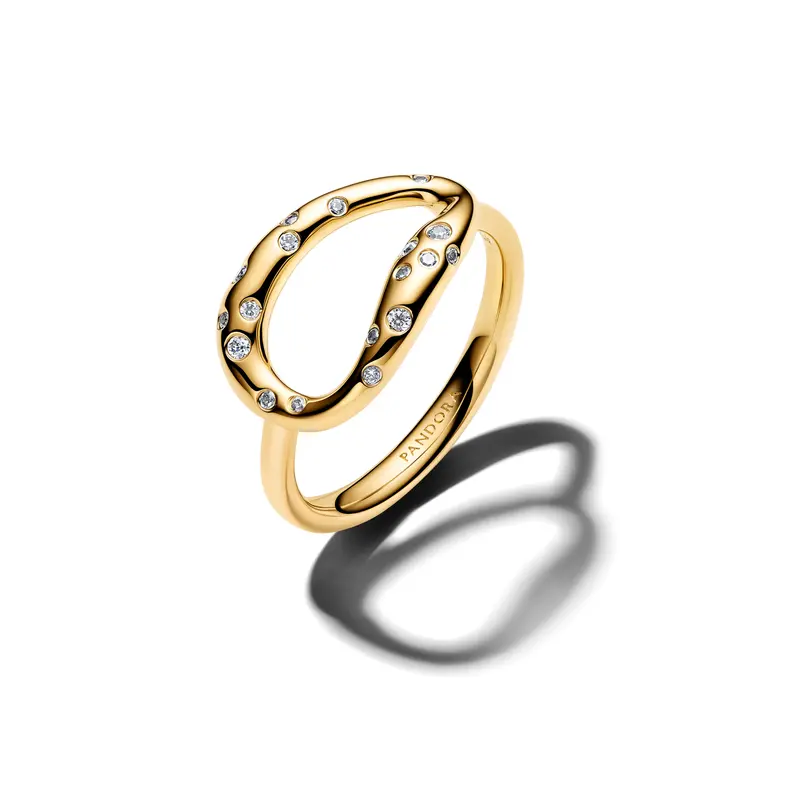 Pandora Organisch Gevormde Sprankelende Statement Ring goudverguld 164676C01
