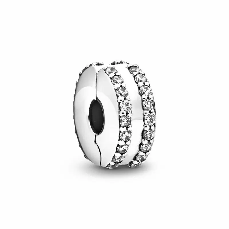 Pandora Pavé Clip Bedel met Dubbele Lijn zilver 798422C01