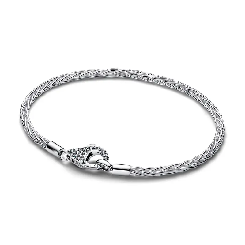 Pandora Pavé Sluiting Foxtail Bedelarmband zilver 594462C01