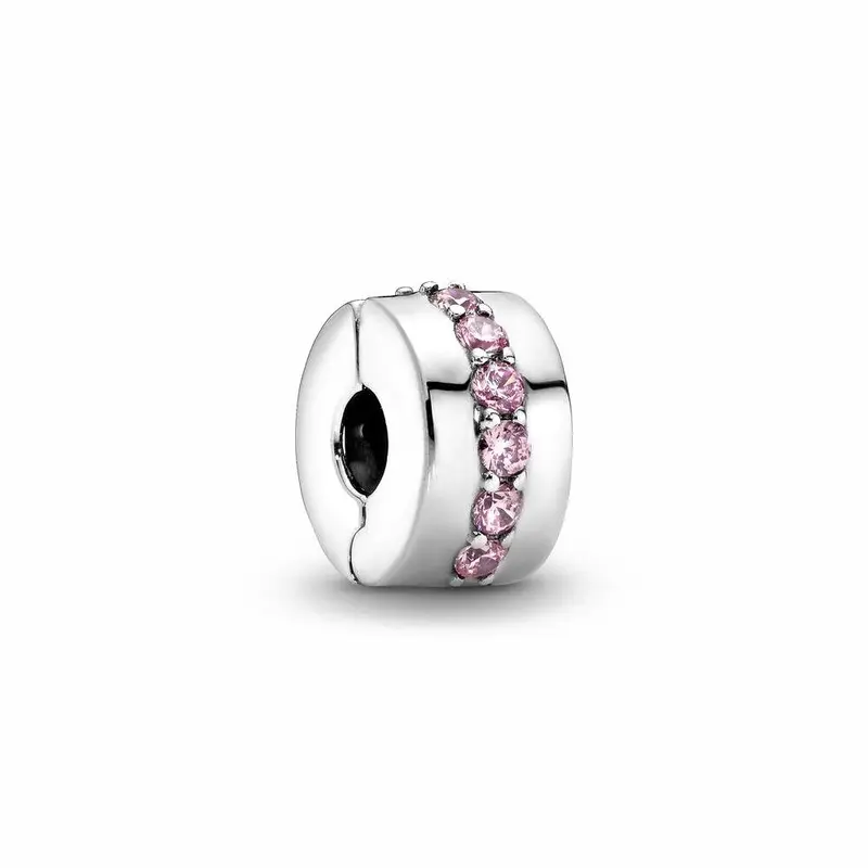 Pandora Pink Sparkling Row Clip Bedel zilver 791972PCZ