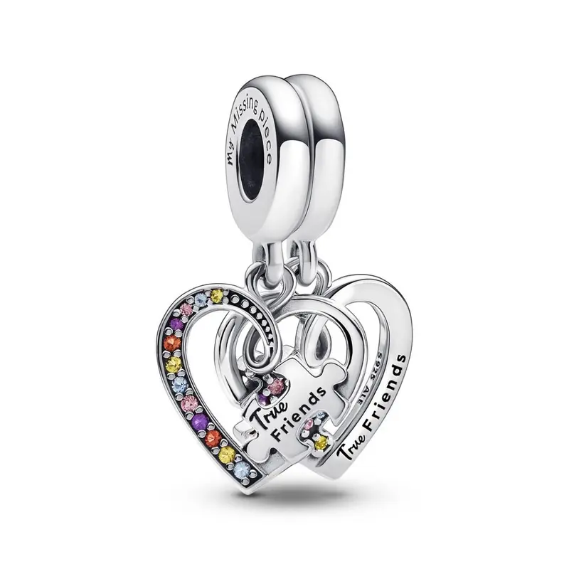 Pandora Puzzle Piece Hearts Splittable Friendship Hangende Bedel zilver 792239C01