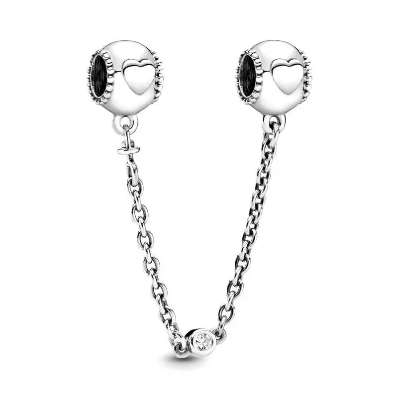 Pandora Reliëf Harten Veiligheidsketting Clip zilver 796457CZ
