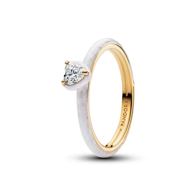 Pandora Ring hart chakra wit goudverguld 163088C01