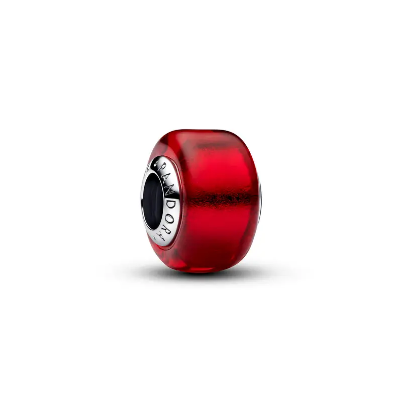Pandora Rode Muranoglazen Bedel zilver 794425C00