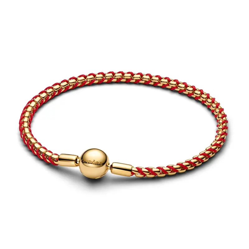 Pandora Rood Koord Snake Chain Armband goudverguld 563816C01
