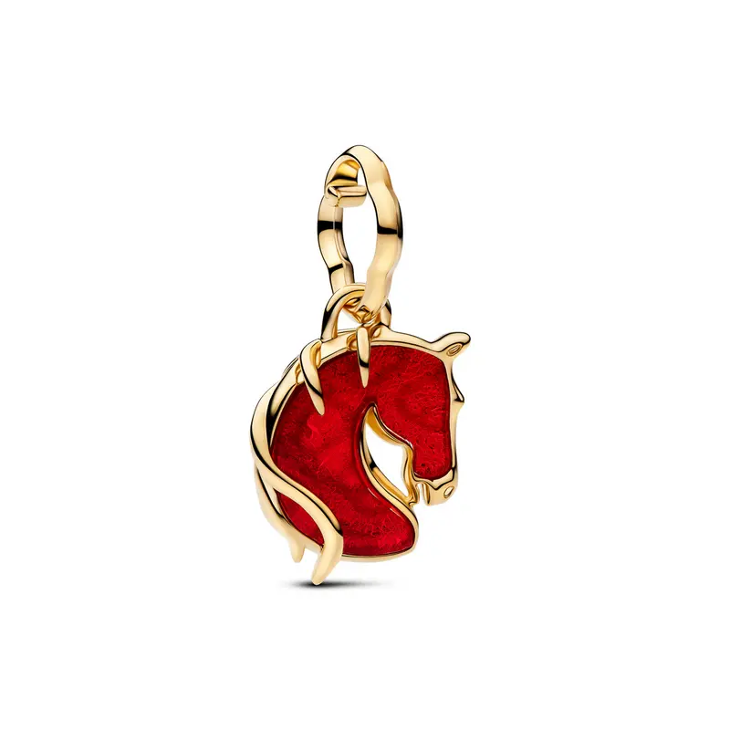 Pandora Rood Vuur Paard Muranoglazen Hangende Bedel goudverguld 764431C01