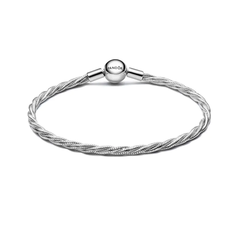 Pandora Round Pandora Clasp Twisted Snake Chain zilver 593757C00