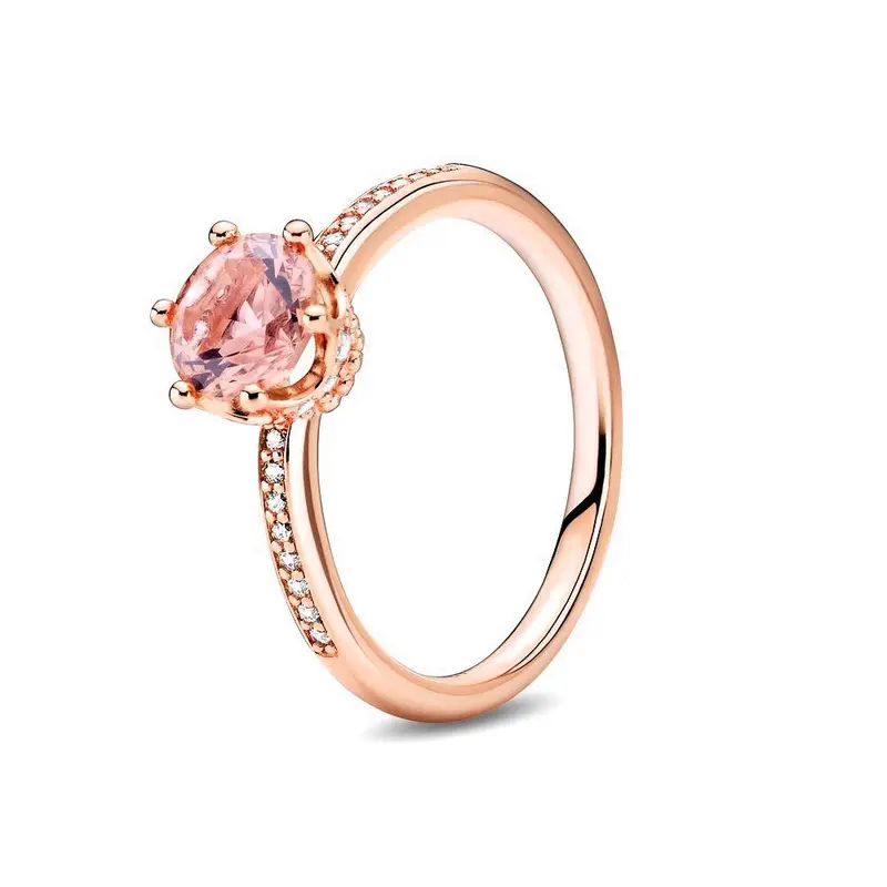 Pandora Roze Glinsterende Kroon Solitaire-ring roségoudverguld 188289C01