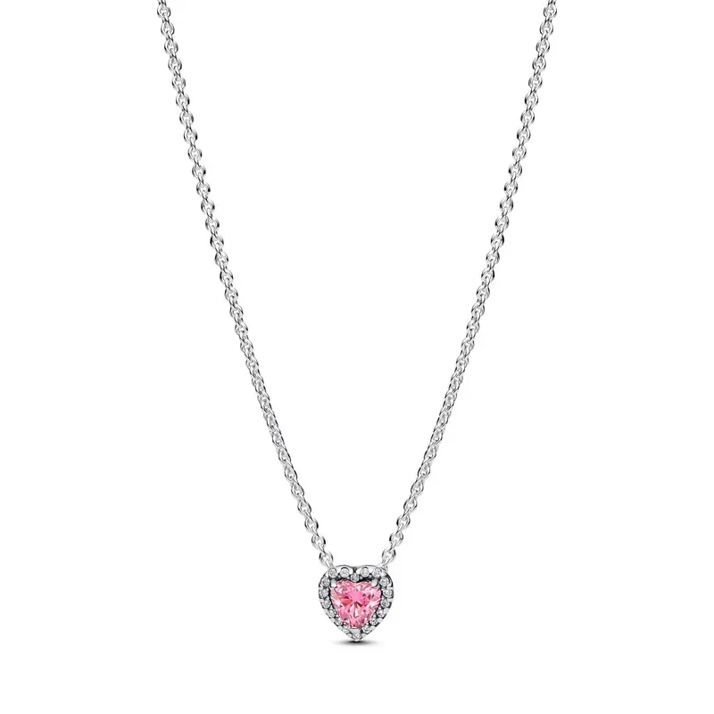 Pandora Roze Verhoogd Hart Halsketting zilver 398425C02