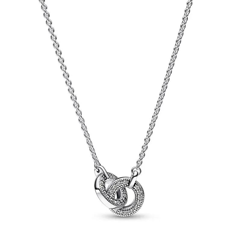 Pandora Signature verstrengelde pavé halsketting met hanger zilver 392736C01