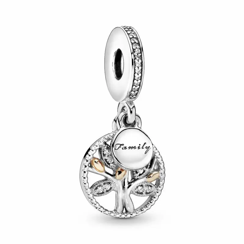 Pandora Sparkling Family Tree Hangende Bedel zilver en 14 karaat goud 791728CZ