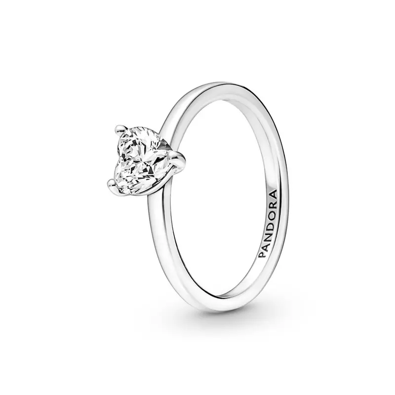 Pandora Sparkling Heart Solitaire Ring zilver 191165C01