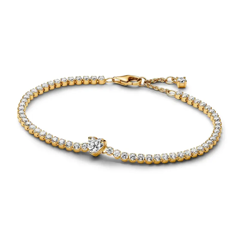 Pandora Sprankelend Hart Tennisarmband goudverguld 560041C01