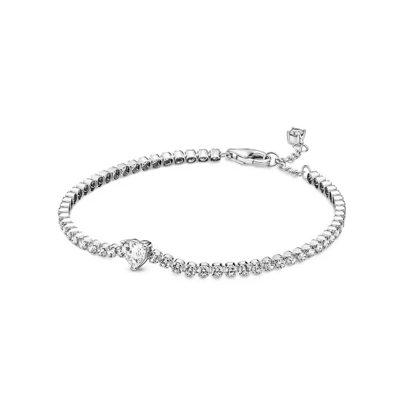 Pandora Sprankelend Hart Tennisarmband zilver 590041C01