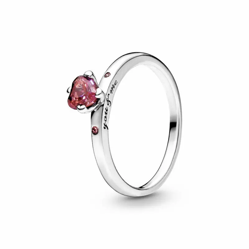 Pandora Sprankelend Rood Hart Ring zilver 196574CZRMX