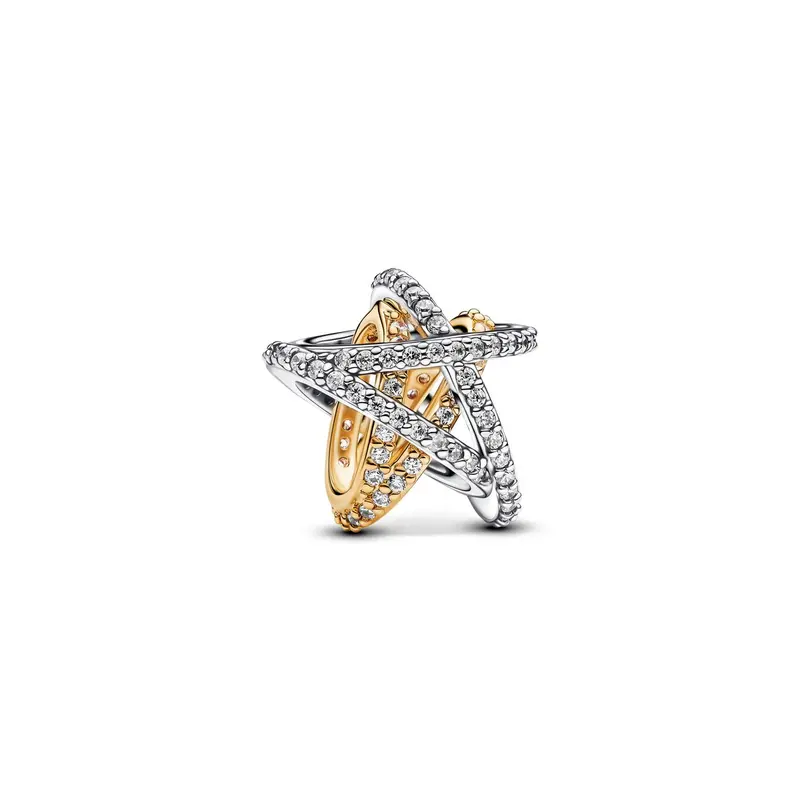 Pandora Sprankelende bedel met ster bicolor zilver en goudverguld 763590C01