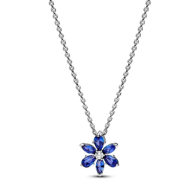 Pandora Sprankelende Blauwe Herbarium Cluster Ketting met Hanger zilver 392387C02