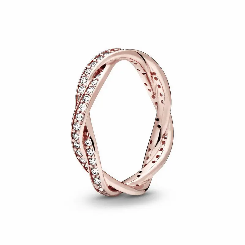Pandora Sprankelende Gedraaide Lijnen Ring roségoudverguld 180892CZ