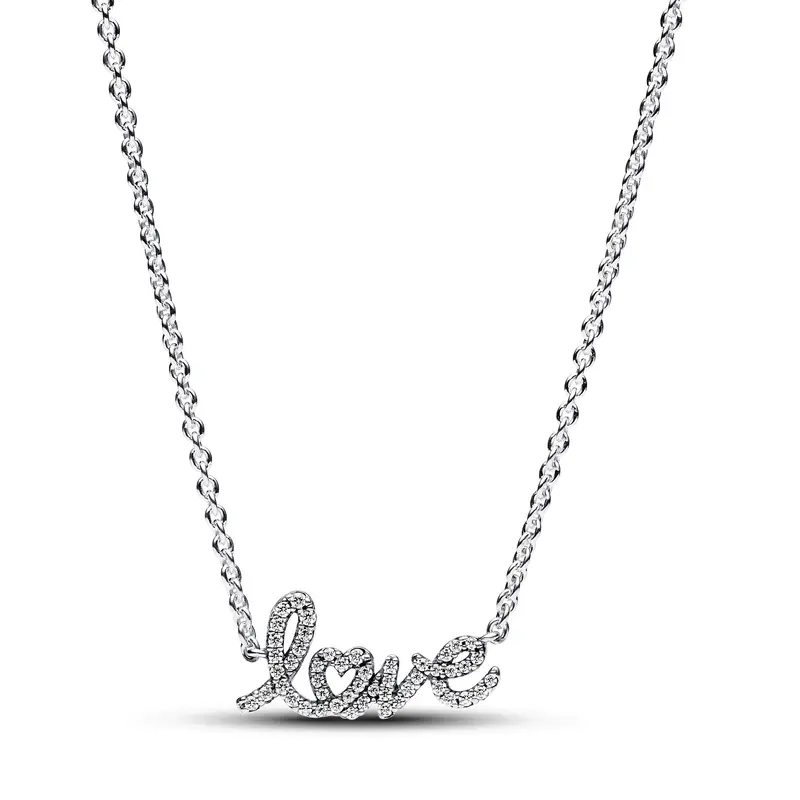 Pandora Sprankelende halsketting love handgeschreven zilver 393076C01