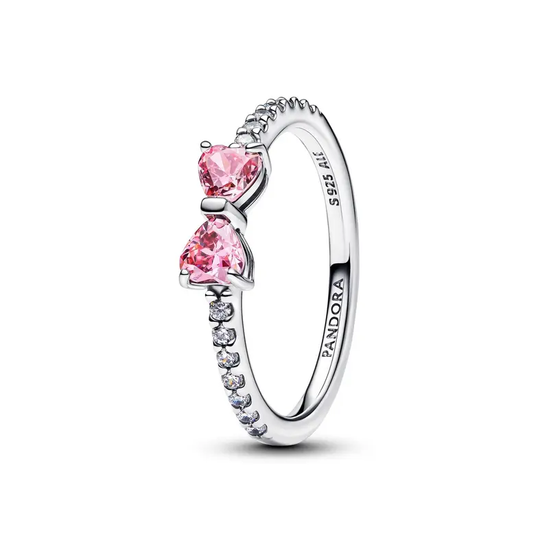 Pandora Sprankelende ring met roze strik zilver 193510C01