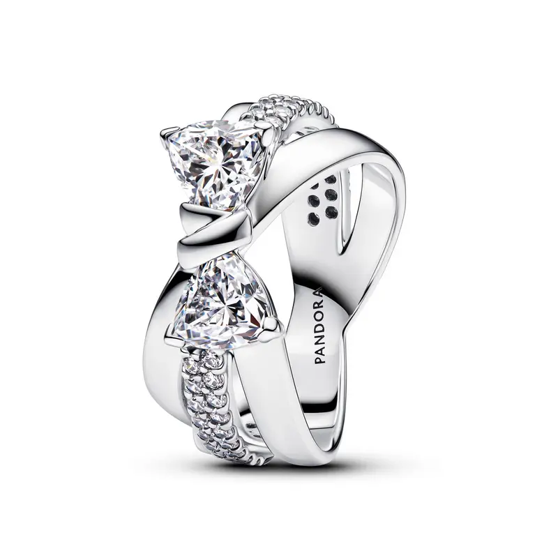 Pandora Sprankelende ring met strik en vervlochten banden zilver 193553C01