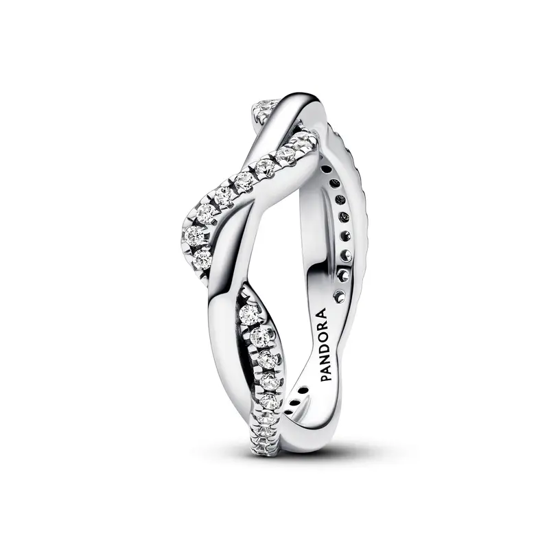 Pandora Sprankelende ring verstrengelde golf zilver 193098C01