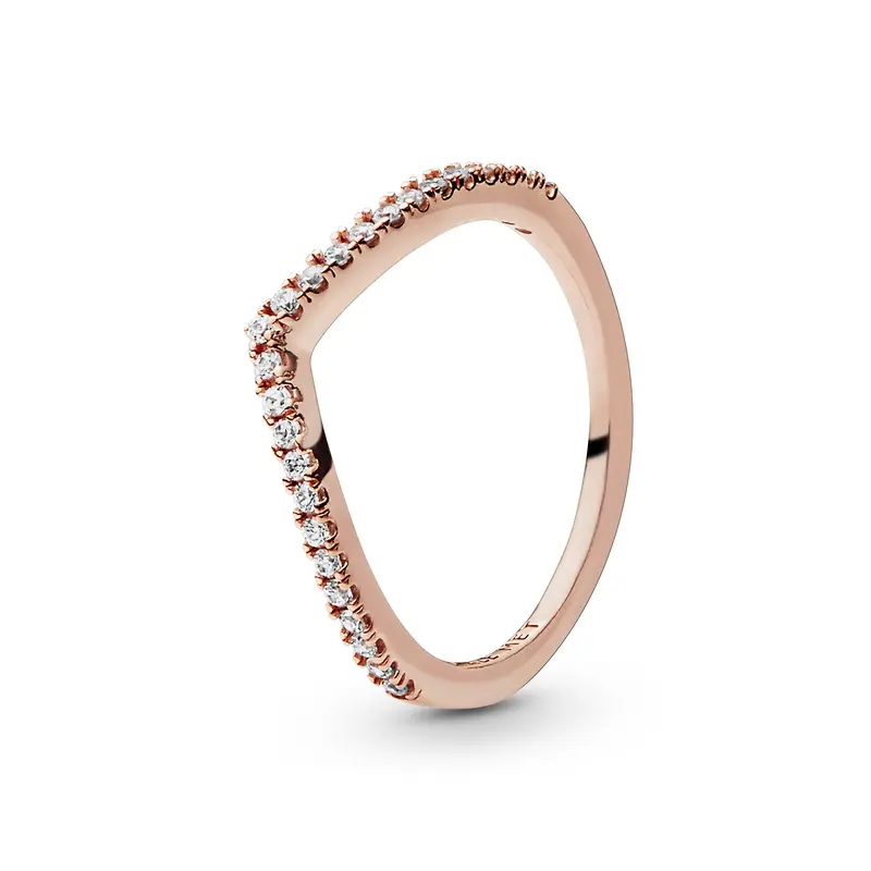 Pandora Sprankelende Wishbone Ring roségoudverguld 186316CZ