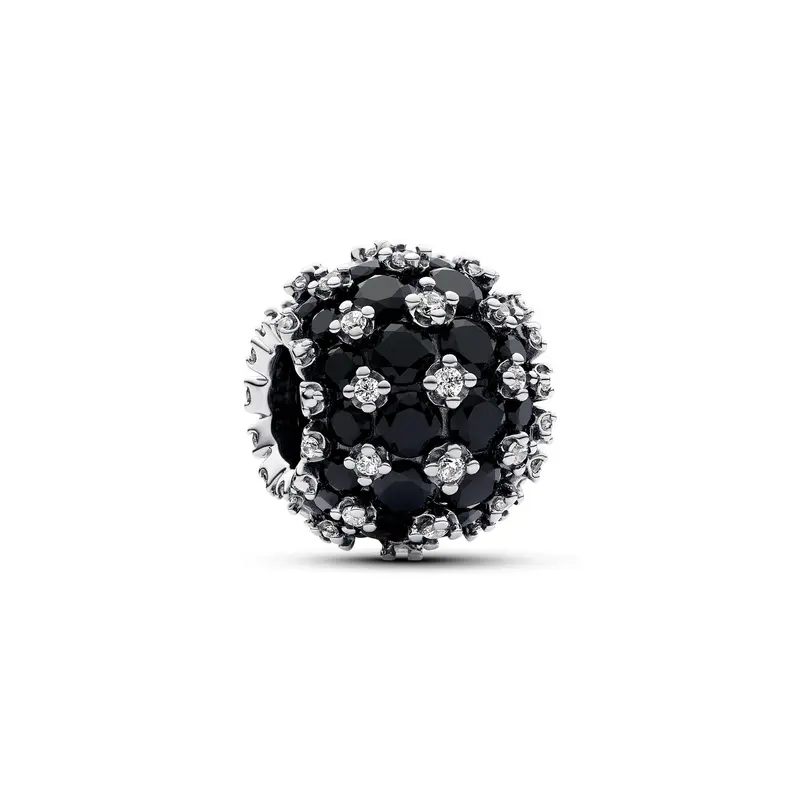 Pandora Sprankelende, zwarte, ronde pavébedel zilver 792630C04