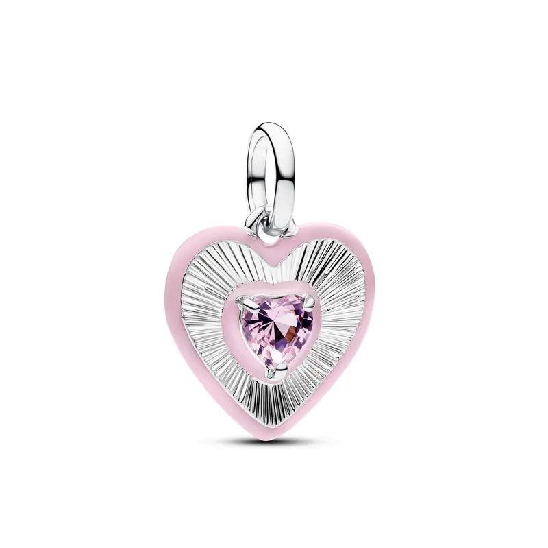 Pandora Stralend Roze Hart Medaillonbedel zilver 794409C01