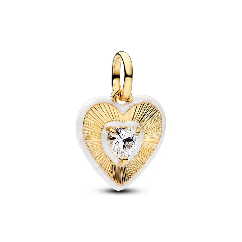 Pandora Stralend Wit Hart Medaillonbedel goudverguld 764409C01