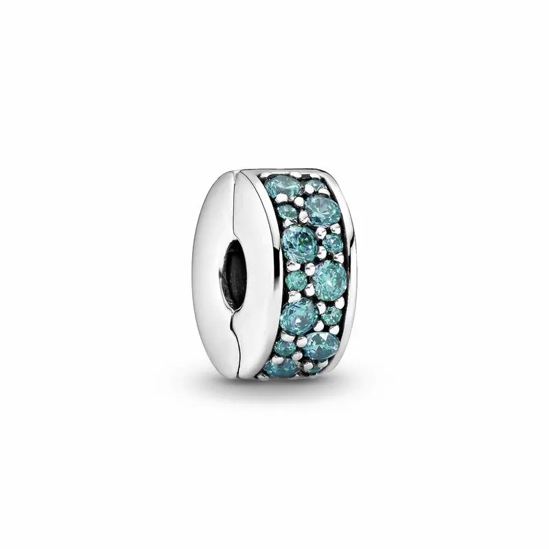 Pandora Teal Pavé Clip Bedel zilver 791817MCZ