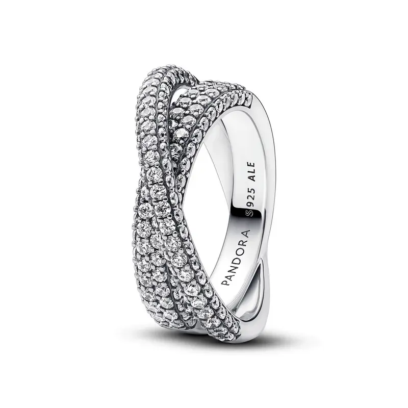 Pandora Timeless Pavé Gekruiste Dubbele Bandring zilver 193022C01