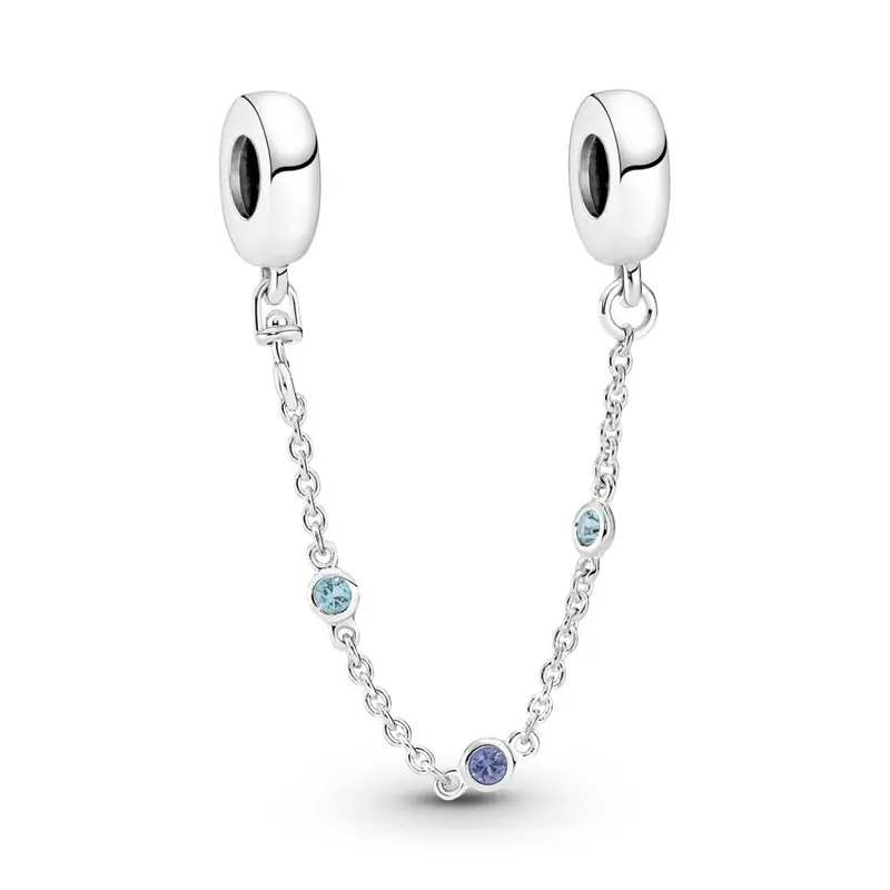 Pandora Triple Blue Stone Safety Chain zilver 791688C01
