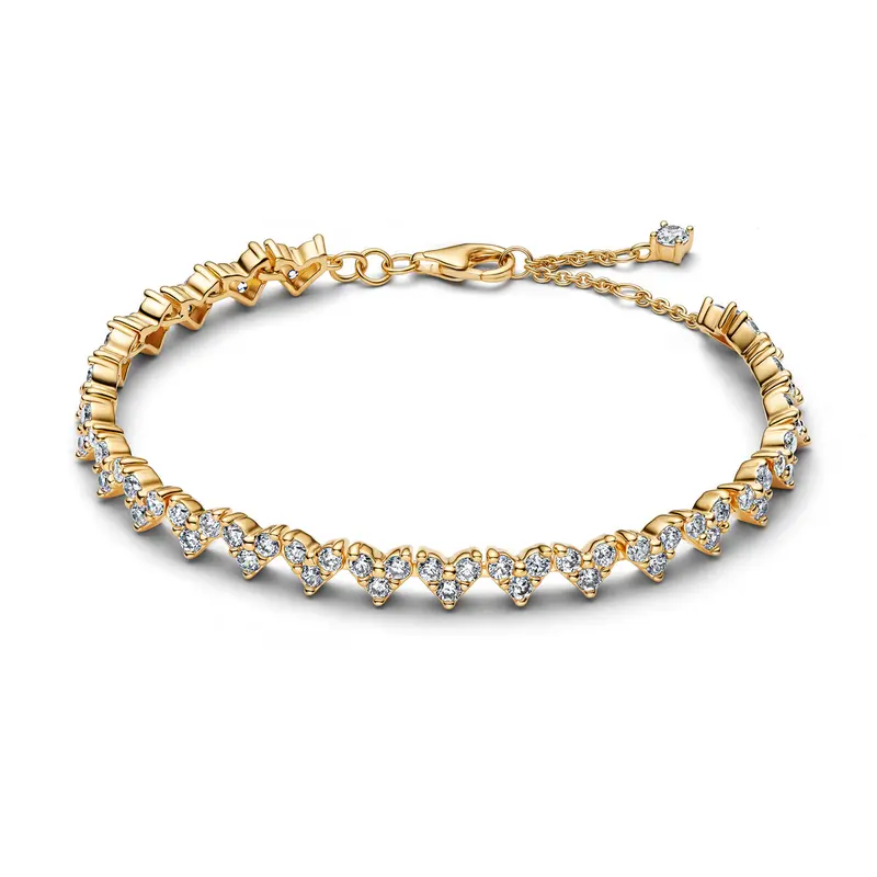 Pandora Tripple Steen Hart Armband goudverguld 564390C01