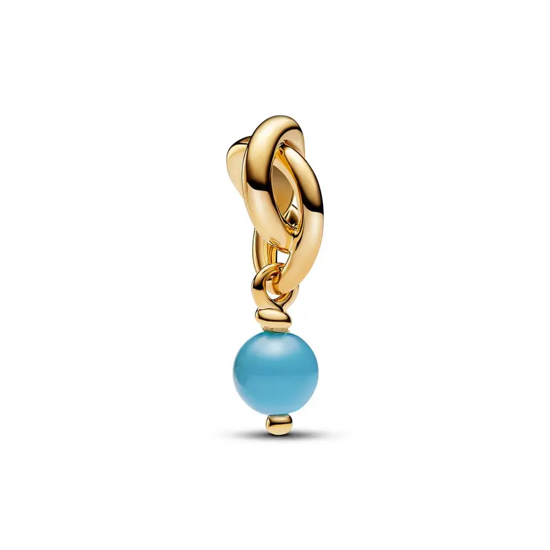 Pandora Turkooisblauwe Oneindige Cirkel Hangende Bedel goudverguld 763462C12