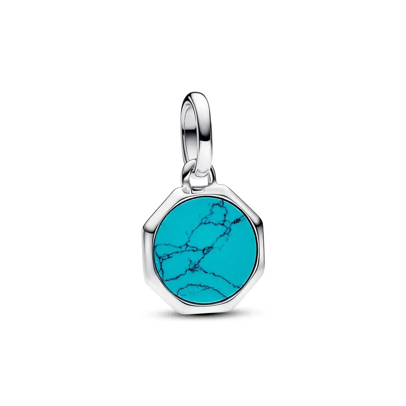 Pandora Turkooiskleurige Graveerbare Mini Medaillonbedel zilver 793388C01