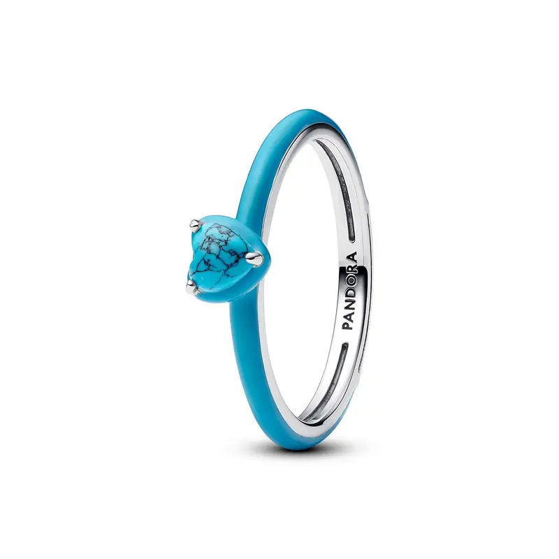 Pandora Turquoise Hartsteen Ring zilver 193828C01