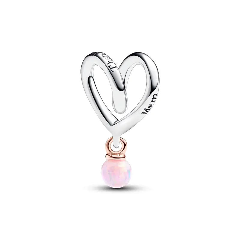 Pandora Tweekleurig Gedraaid Hartbedel bicolor zilver en roségoudverguld 783242C01