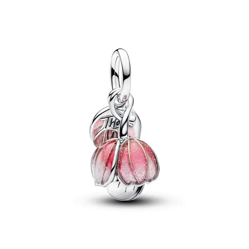 Pandora Tweekleurige Bloeiende Bloem Hangende Bedel bicolor zilver en goudverguld 764453C01