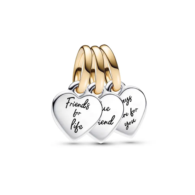Pandora Tweekleurige deelbare hangende vriendschapsbedel, driedelig bicolor zilver en goudverguld 762722C00
