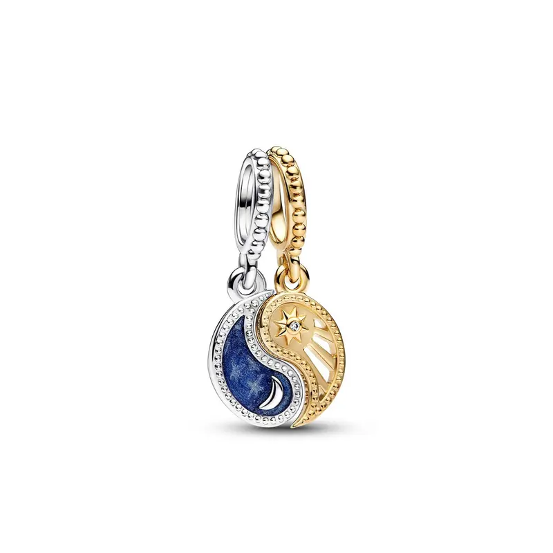 Pandora Tweekleurige Deelbare Zon & Maan Hangende Bedel bicolor zilver en goudverguld 762678C01
