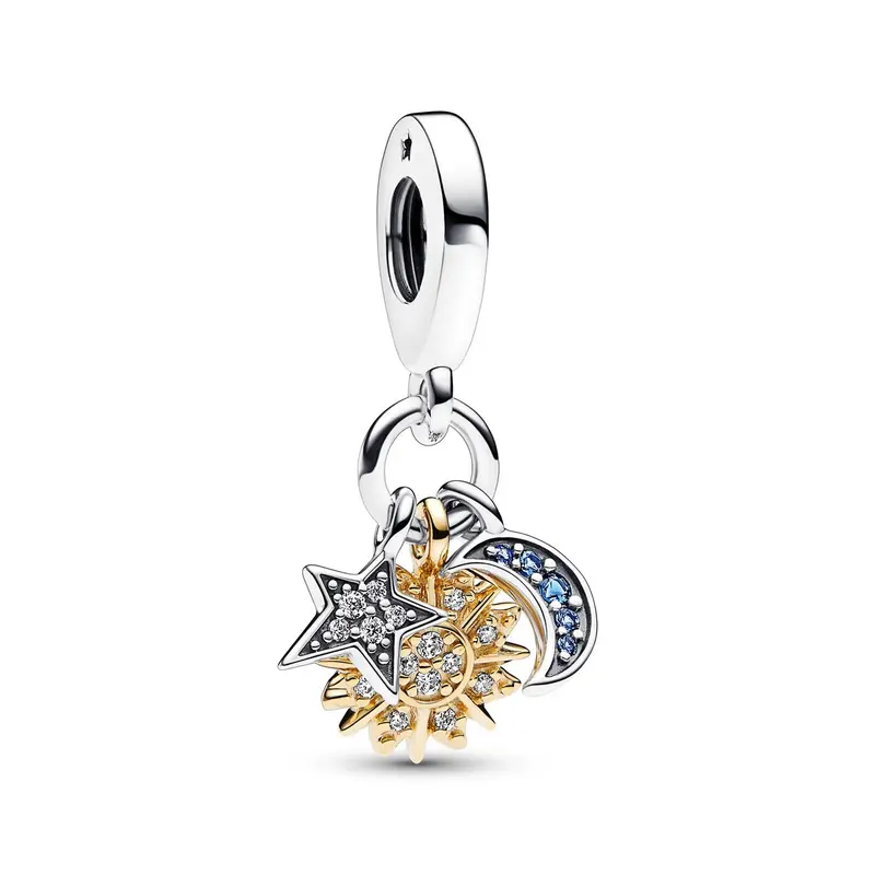Pandora Tweekleurige Hemelse Driedubbele Hangende Bedel bicolor zilver en goudverguld 762676C01