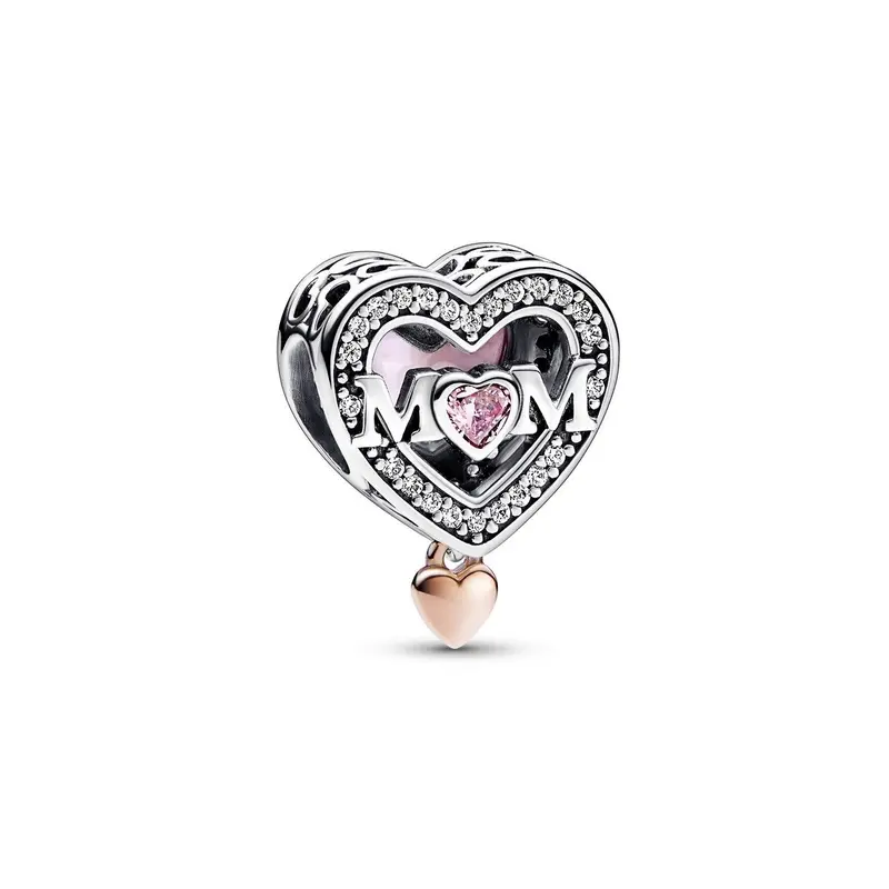 Pandora Tweekleurige Opengewerkte Mama en Hart Bedel bicolor zilver en roségoudverguld 782653C01